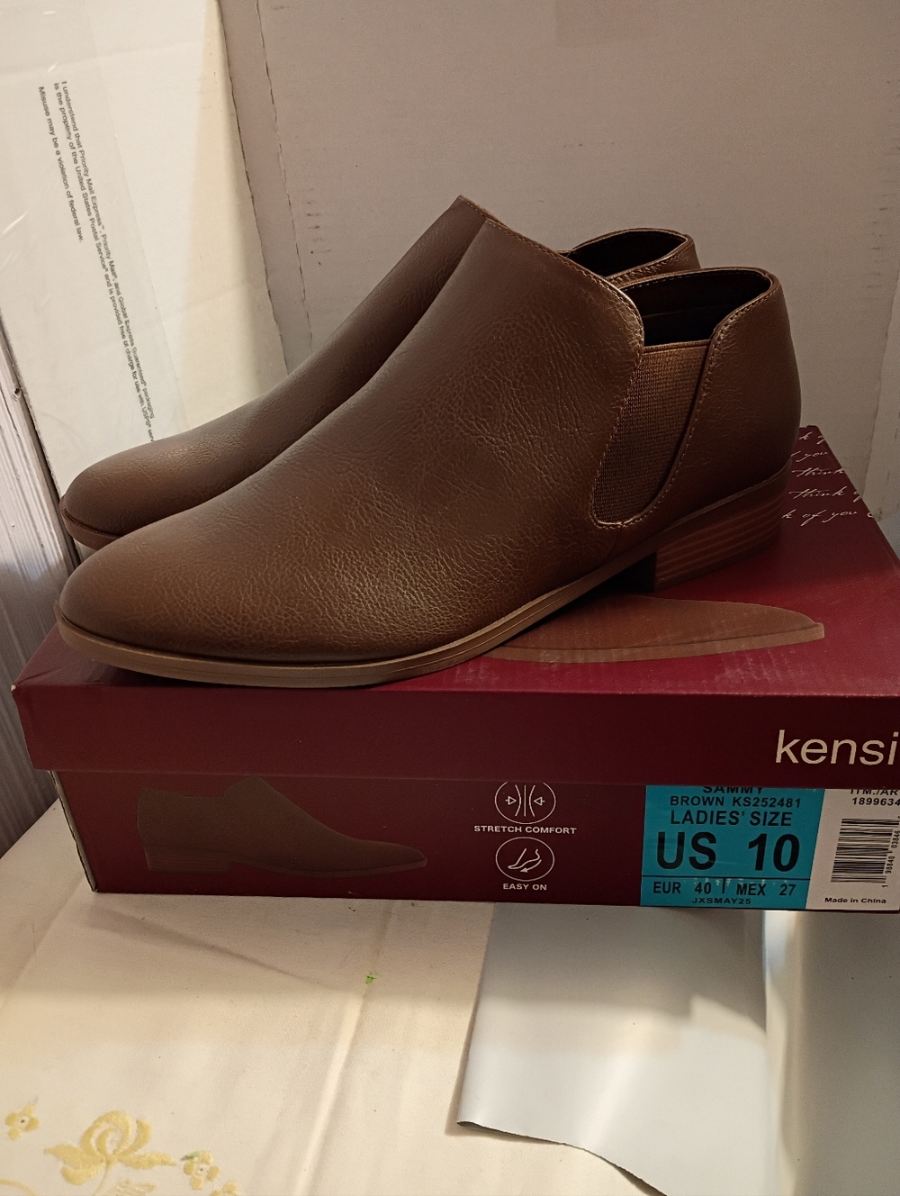 New! Kensie Sammy Bootie Women's Brown Side Zipper Comfort Boots Size 10